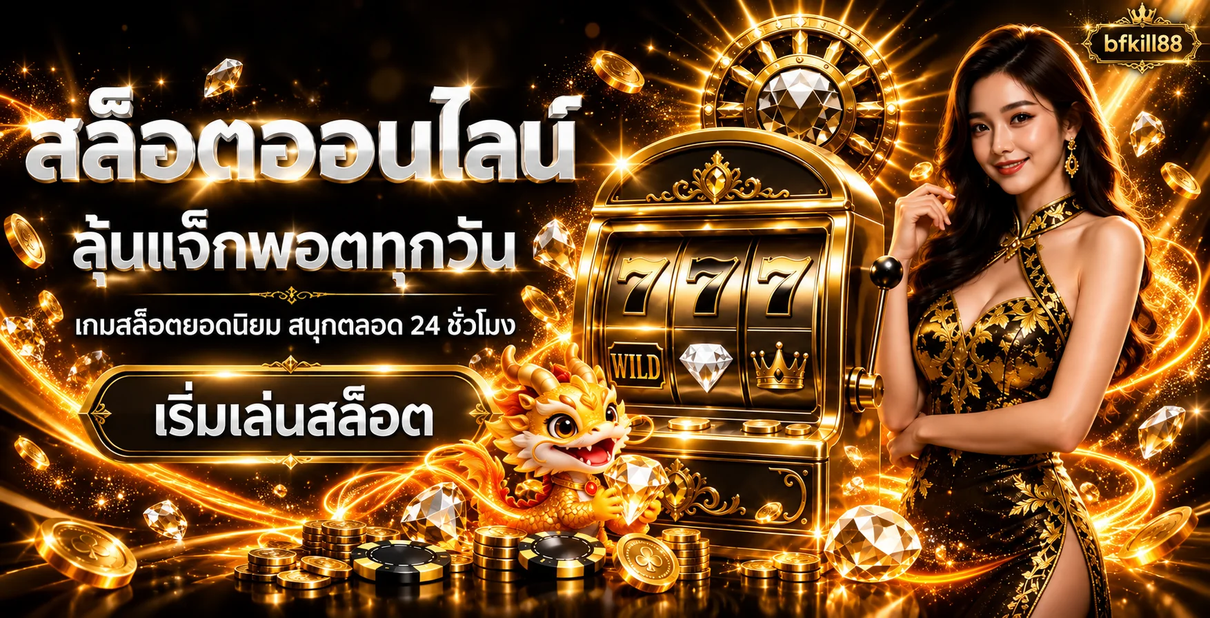 เกมสล็อตยอดนิยมบน bfkill88 พร้อมมาสคอตมังกรสีทอง
