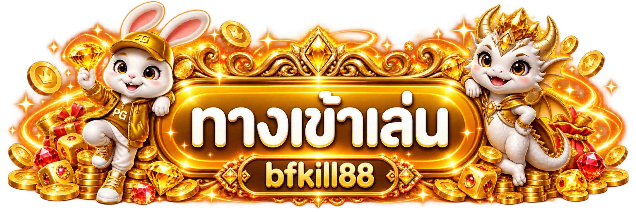 ป้ายทางเข้าเล่น bfkill88 พร้อมมาสคอตกระต่ายและมังกร